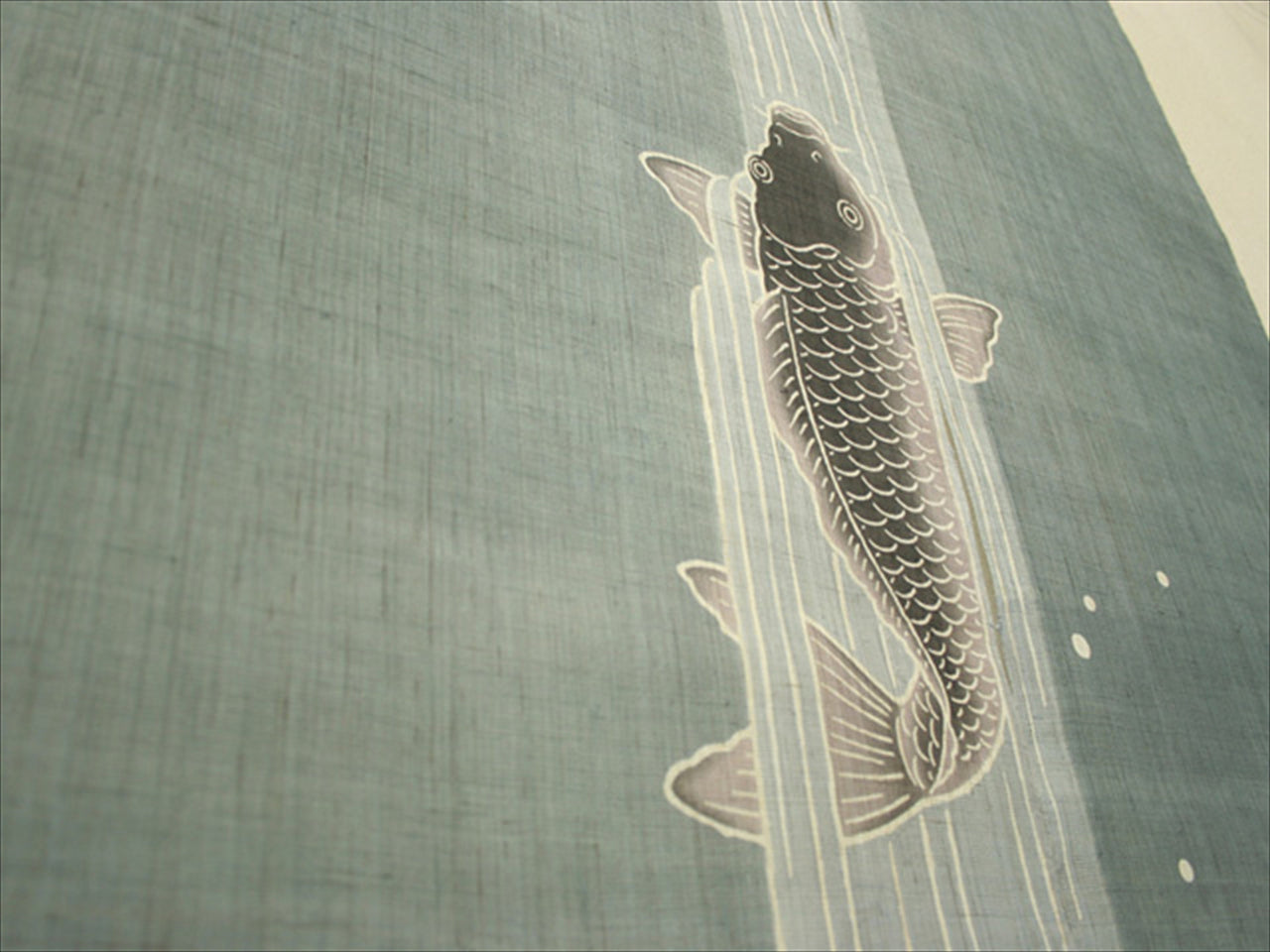 100％ Linen Japanese Handcraft Koi waterfall tapestry 88×150cm Noren door curtain Wall hanging