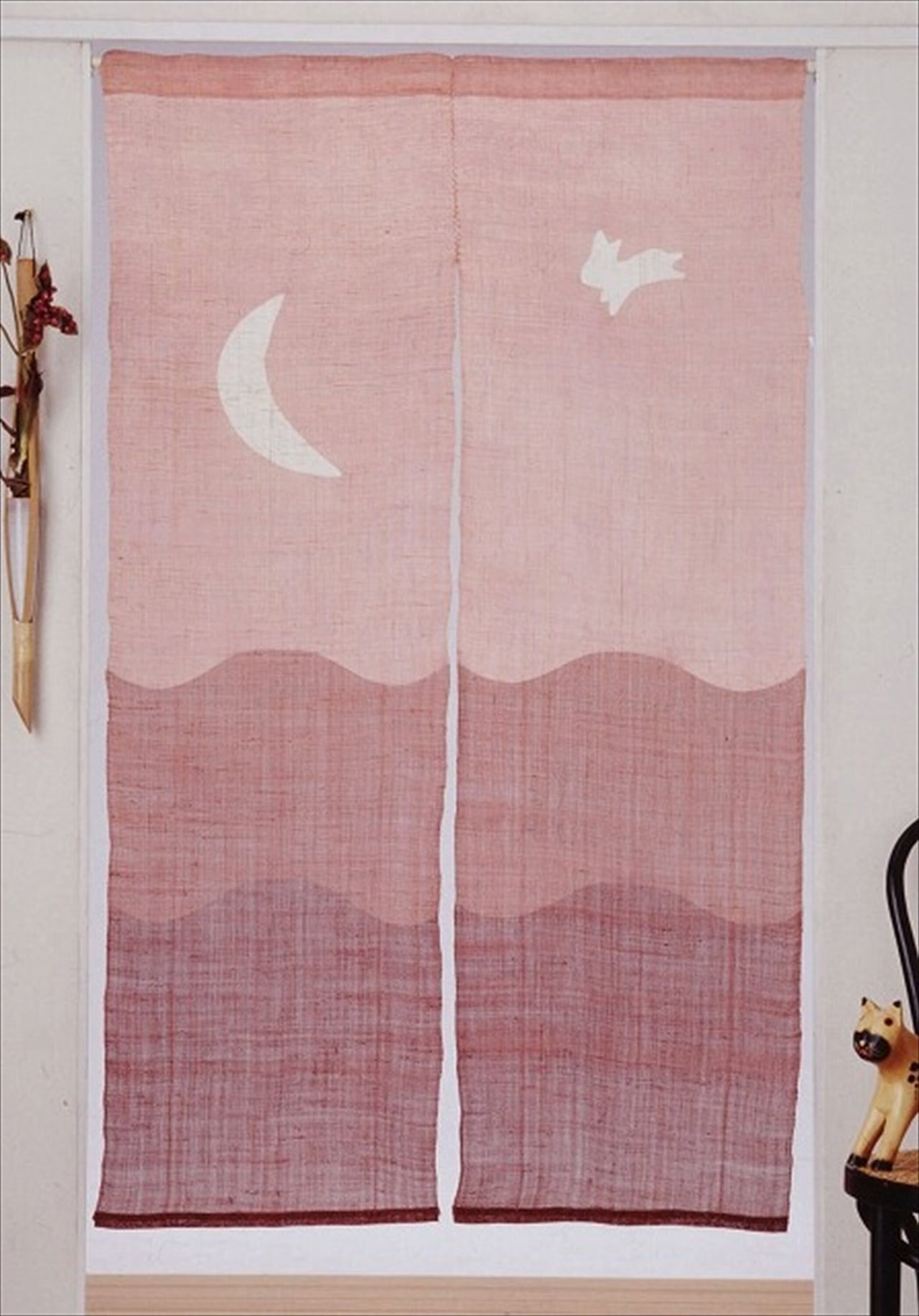 100％ Linen Hemp Rabbit Moon Japanese art Modern tapestry Kawaii 90×150cm Noren door curtain Wall hanging